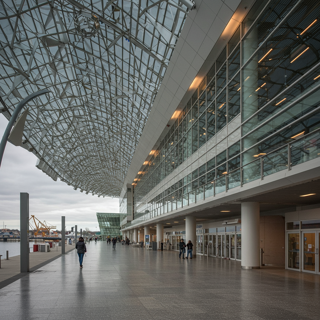Exterior view of the modern Winnipeg RBC Convention Centre building