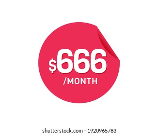 $666 Dollar Month. 666 USD Monthly sticker