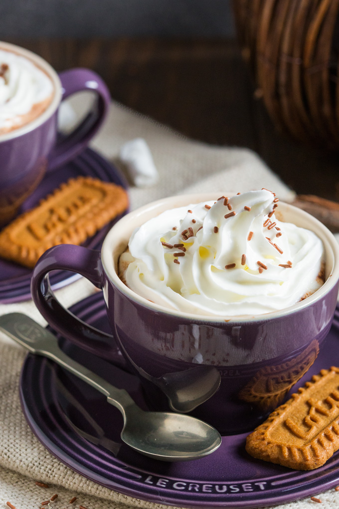 Rich and velvety smooth Pumpkin Spice Hot Chocolate is THE beverage to get you through any cold Autumn night. Sweet, rich and spicy, it also has real pumpkin in!