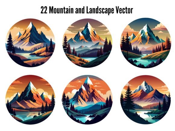 Mountain vector landscapes collection