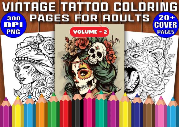 Vintage Tattoo Coloring Pages Vol 02 Collection