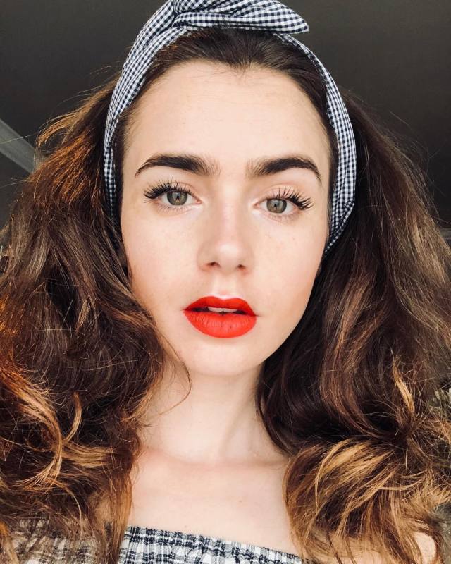 Lily Collins Red Lips