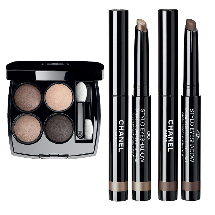 «Les 4 Ombres» Tisse Essentiel; кремовые тени-карандаш «Stylo Eyeshadow» Bronze Platine и Brun Chatain