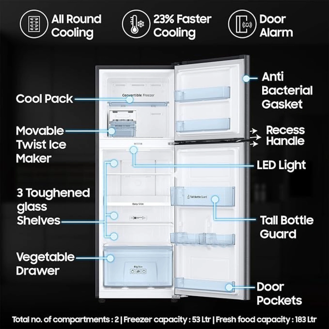 Samsung RT28C3733S8 236 L 3 Star Double Door Refrigerator