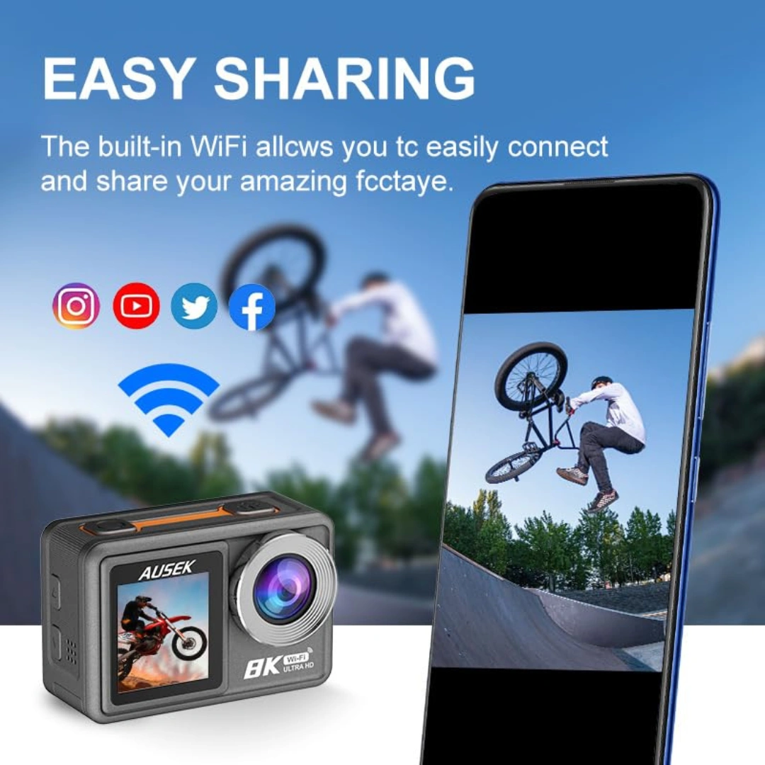 AUSEK 8K Pro 50MP Action Camera