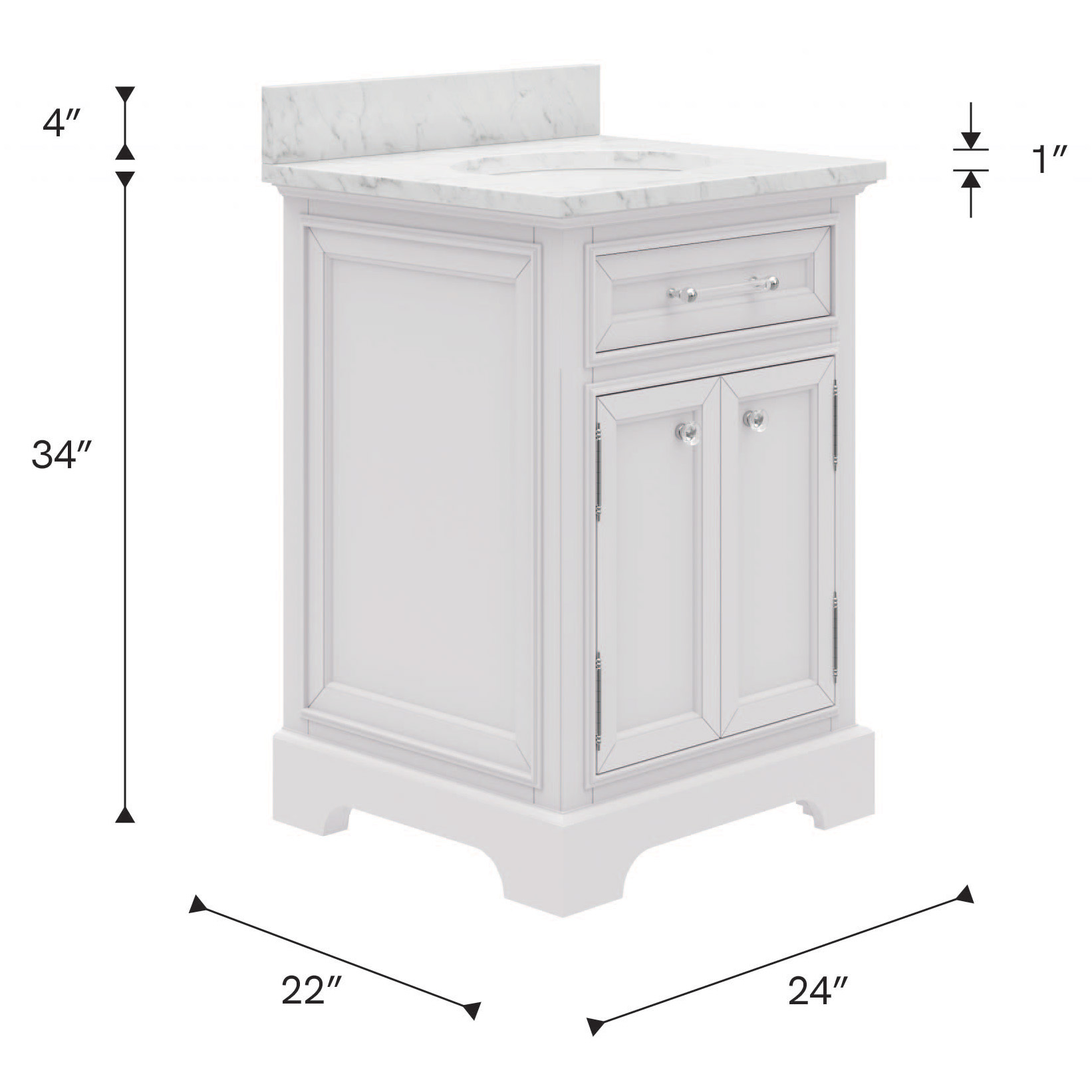 Derby 24 In. Single Sink Pre-Assembled Traditional Style Bathroom Vanity with 1