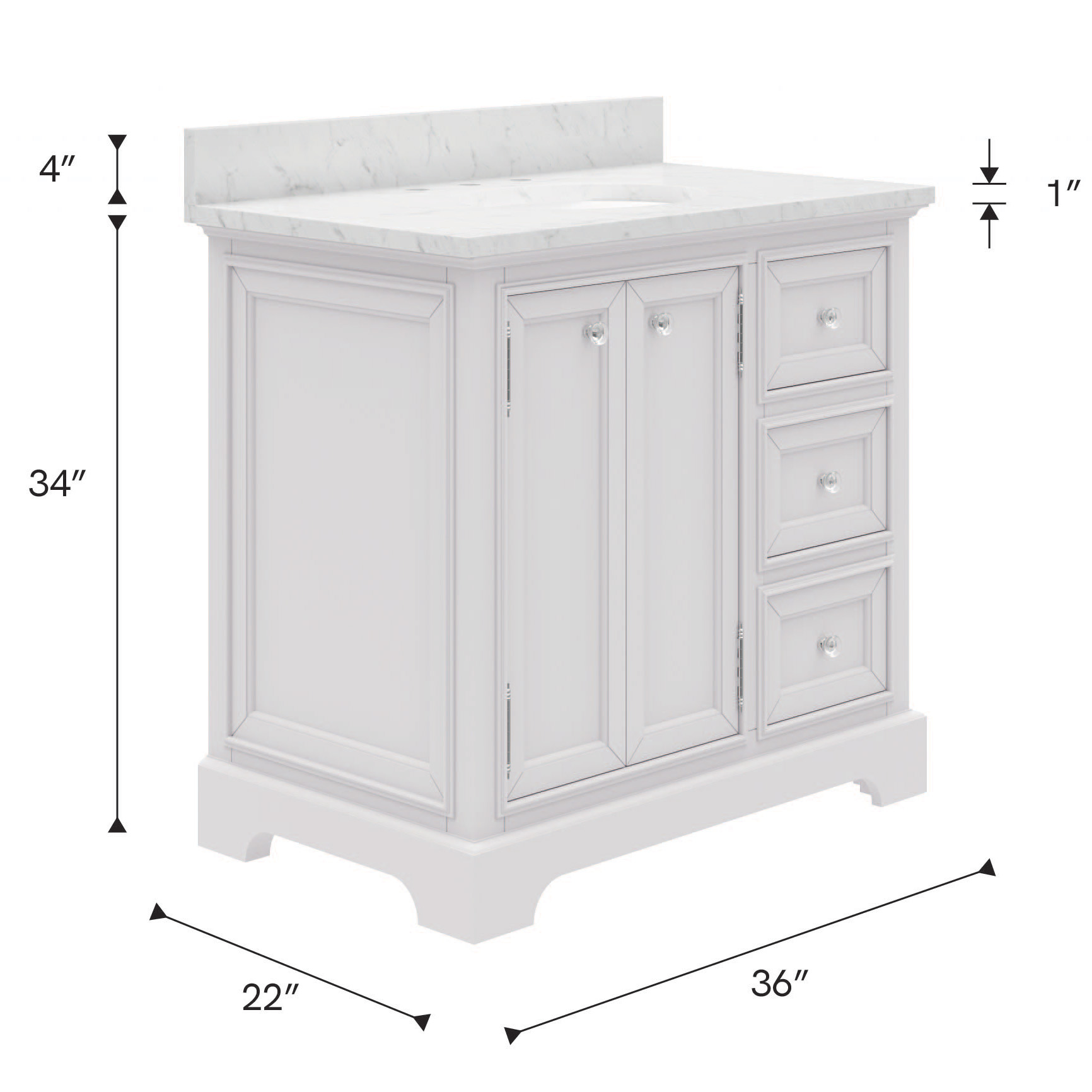 Derby 36 In. Single Sink Pre-Assembled Traditional Style Bathroom Vanity with 1