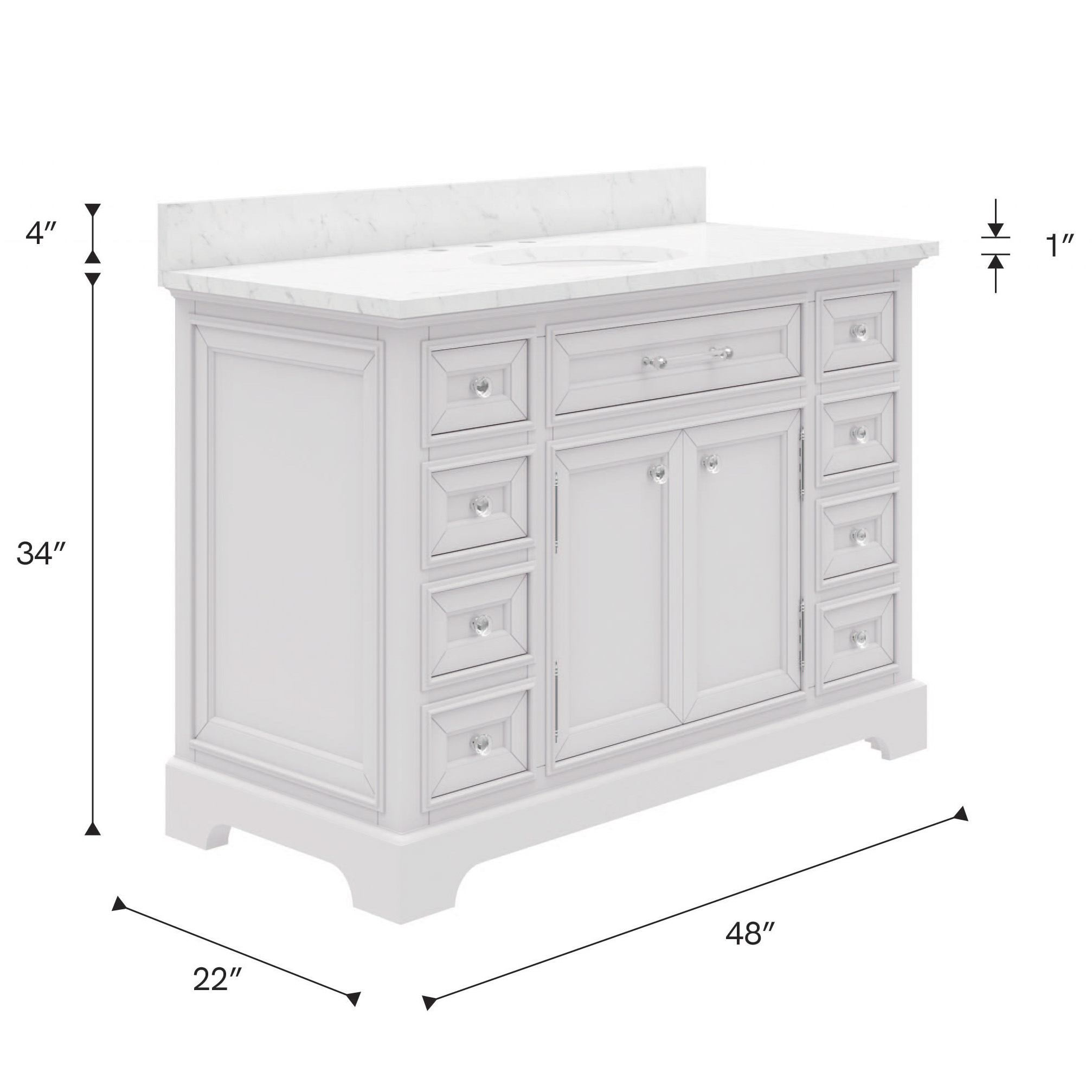 Derby 48 In. Single Sink Bathroom Vanity with Carrara White Marble Top