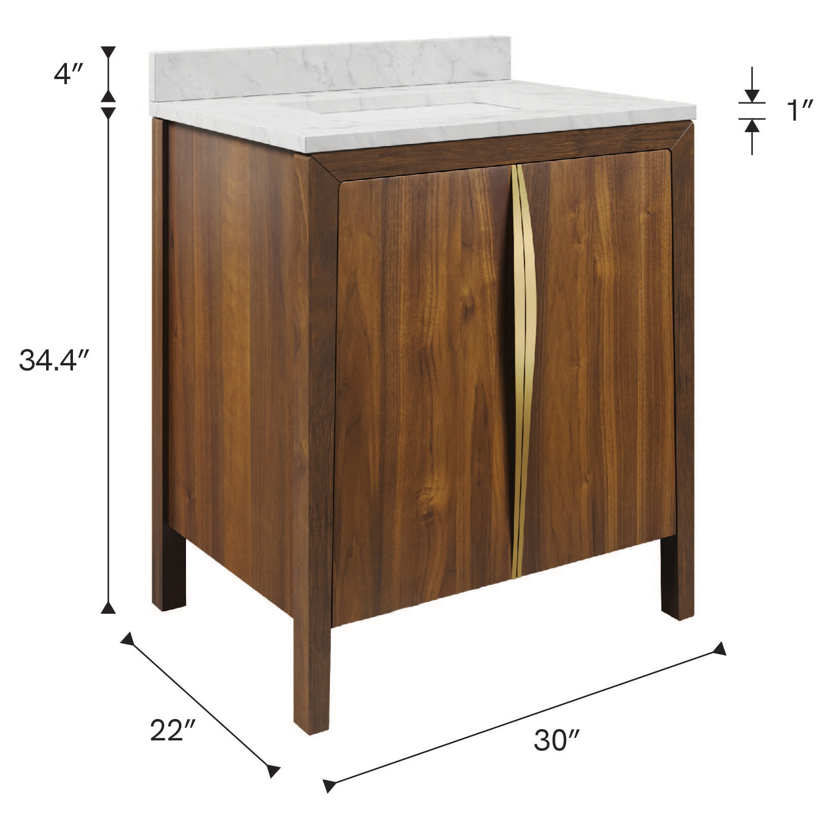 Ferrero 30 In. Single Sink Pre-Assembled Mid-Century Style Bathroom Vanity With 1