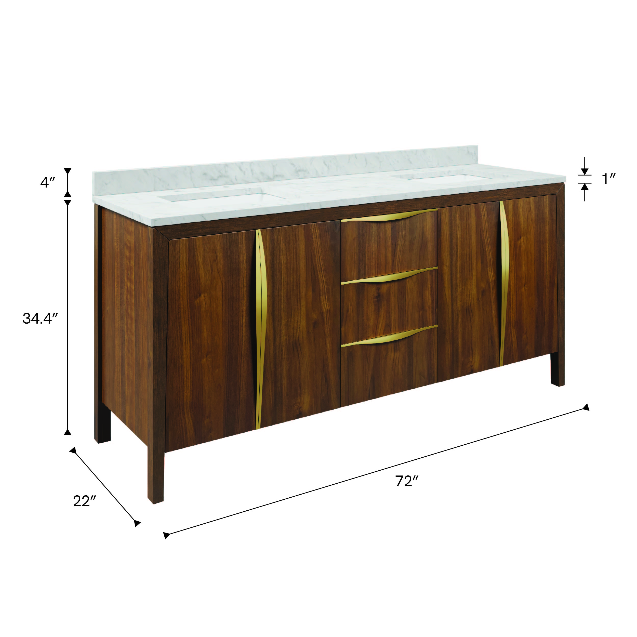 Ferrero 72 In. Single Sink Pre-Assembled Mid-Century Style Bathroom Vanity With 1
