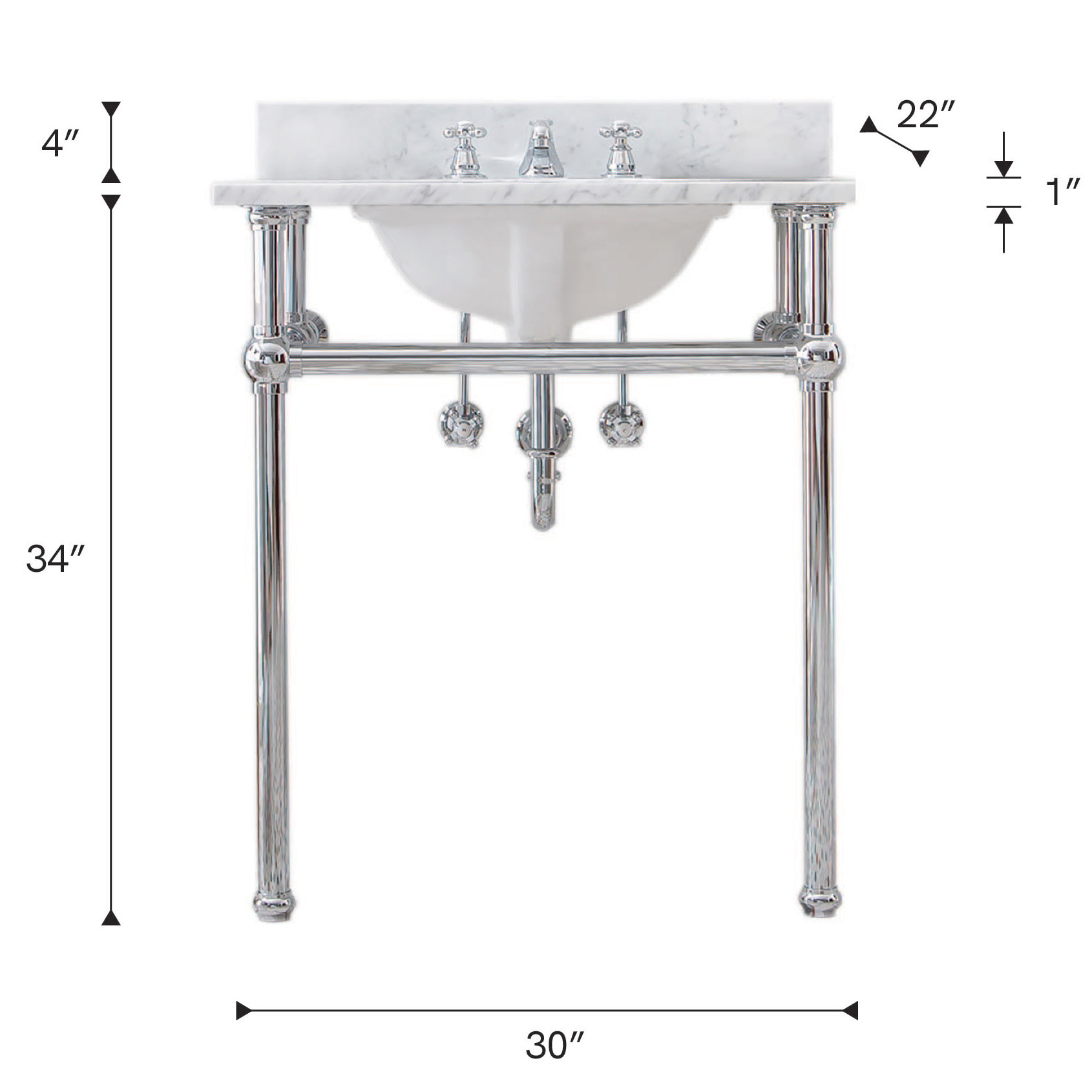 Embassy 30 In. W. Single Wash Stand, P-Trap, and Carrara White Marble Countertop with Oval Basin in Matte Black Finish