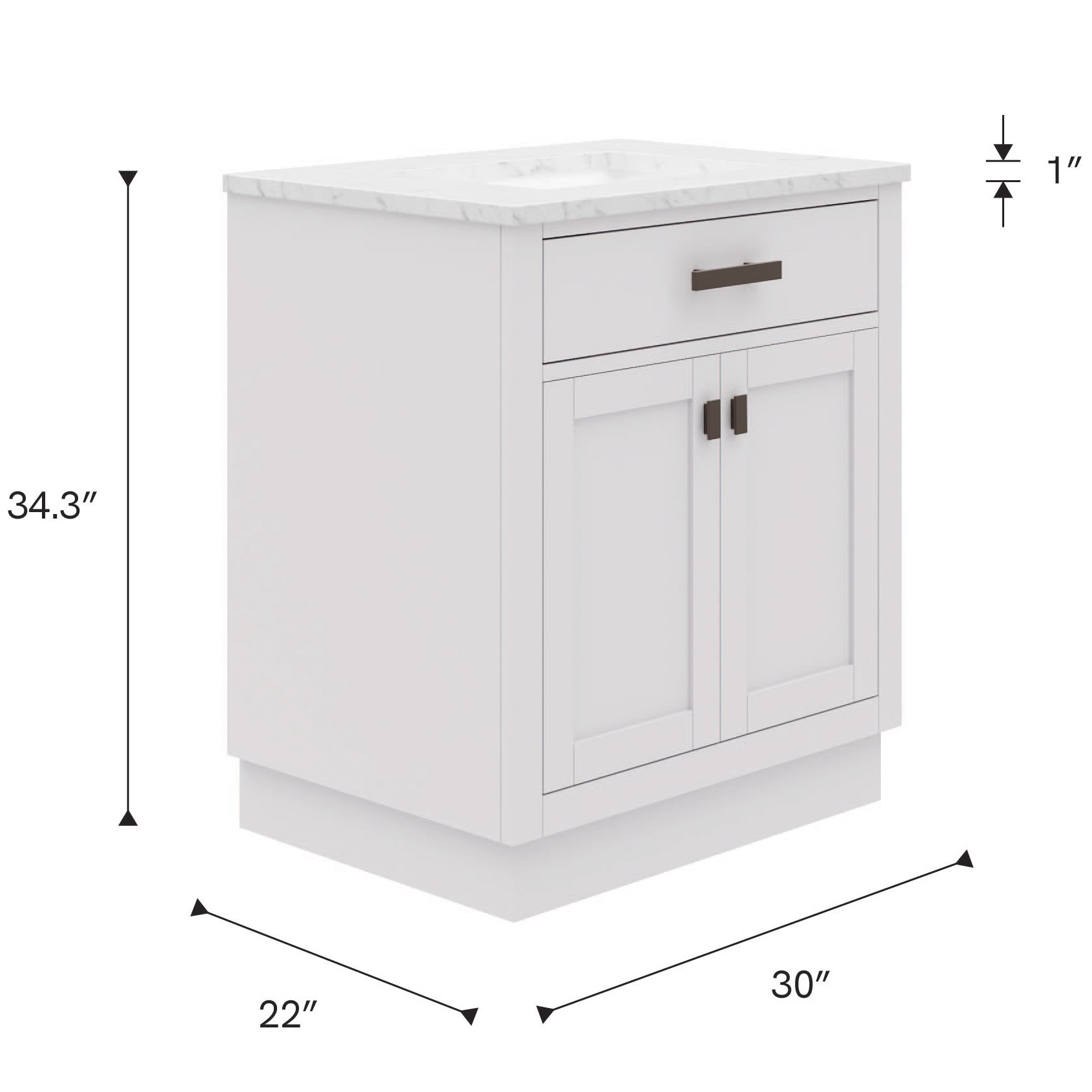 Hartford 30 In. Single Sink Pre-Assembled Transitional Style Bathroom Vanity With 1
