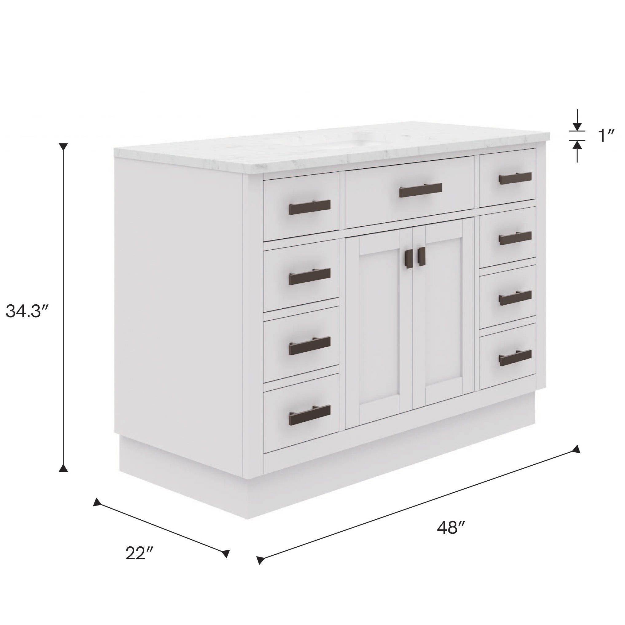 Hartford 48 In. Single Sink Bathroom Vanity With Carrara White Marble Top