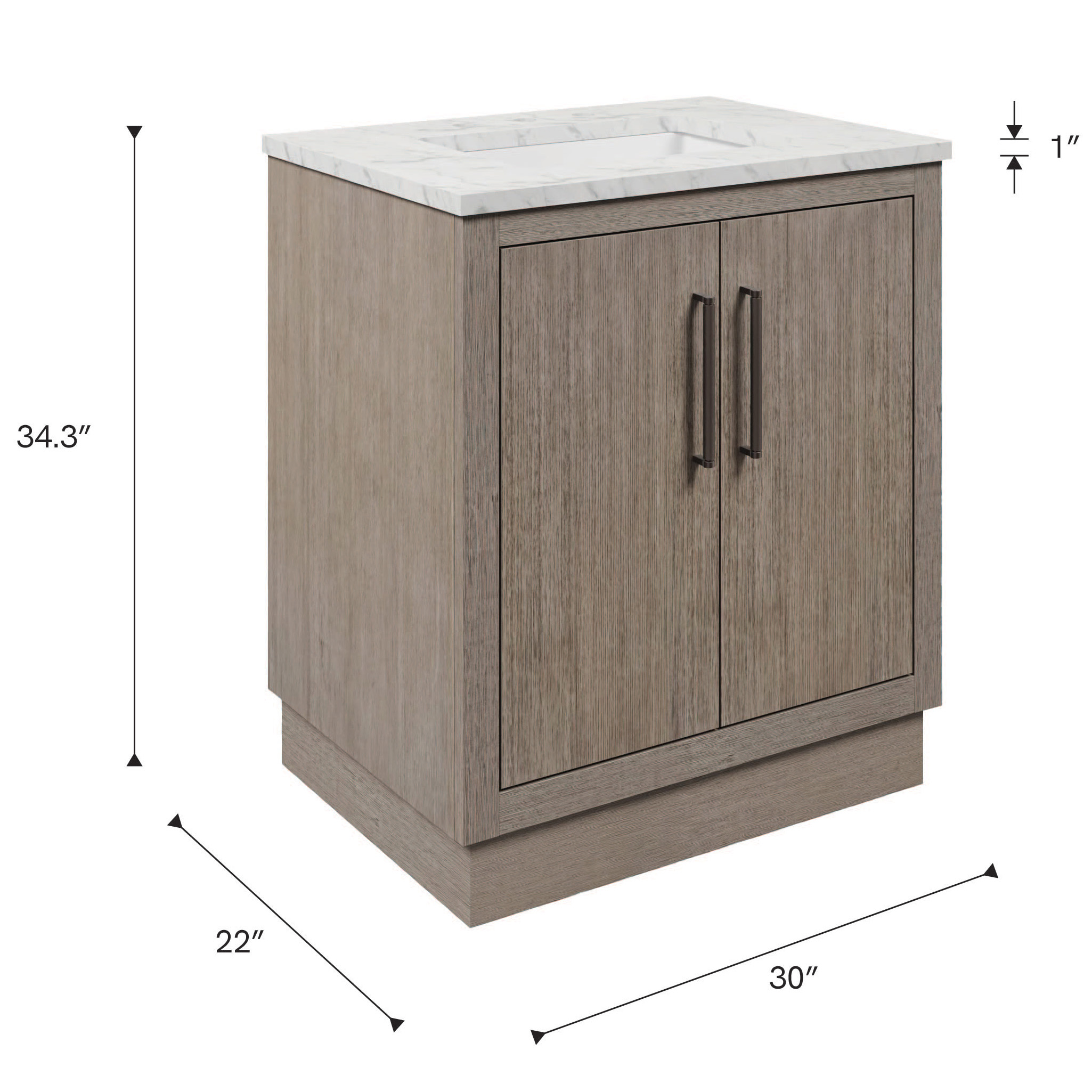 Hugo 30 In. Single Sink Pre-Assembled Mid-Century Style Bathroom Vanity With 1
