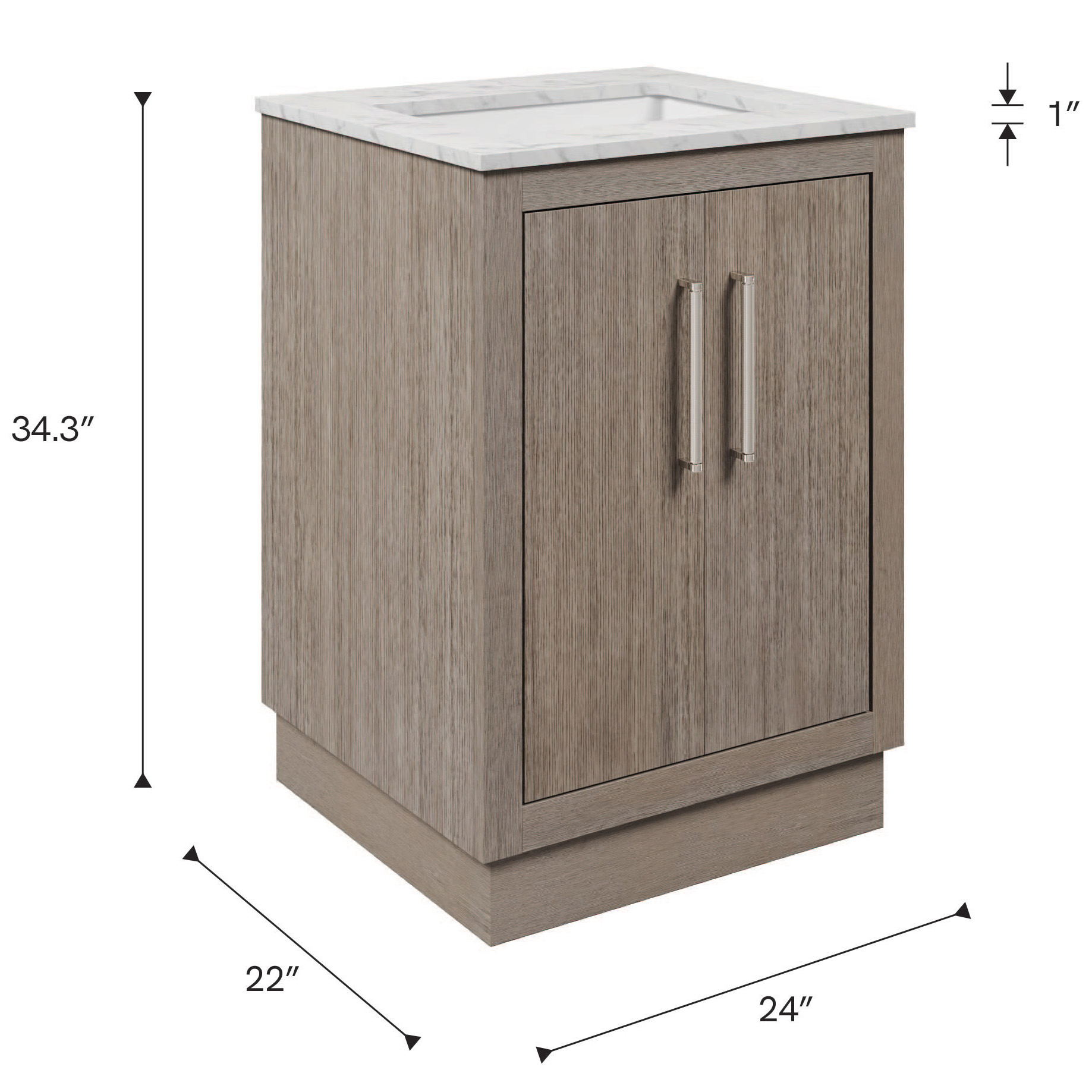 Hugo 24 In. Single Sink Pre-Assembled Mid-Century Style Bathroom Vanity With 1
