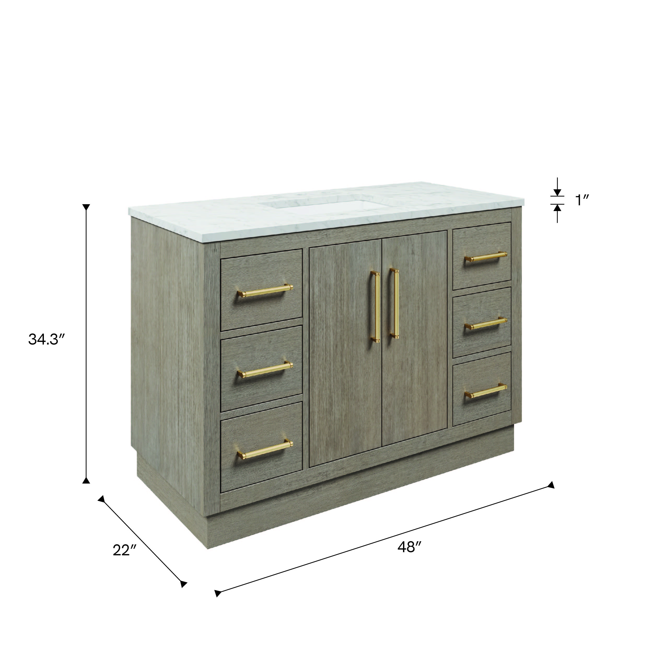 Hugo 48 In. Single Sink Pre-Assembled Mid-Century Style Bathroom Vanity With 1