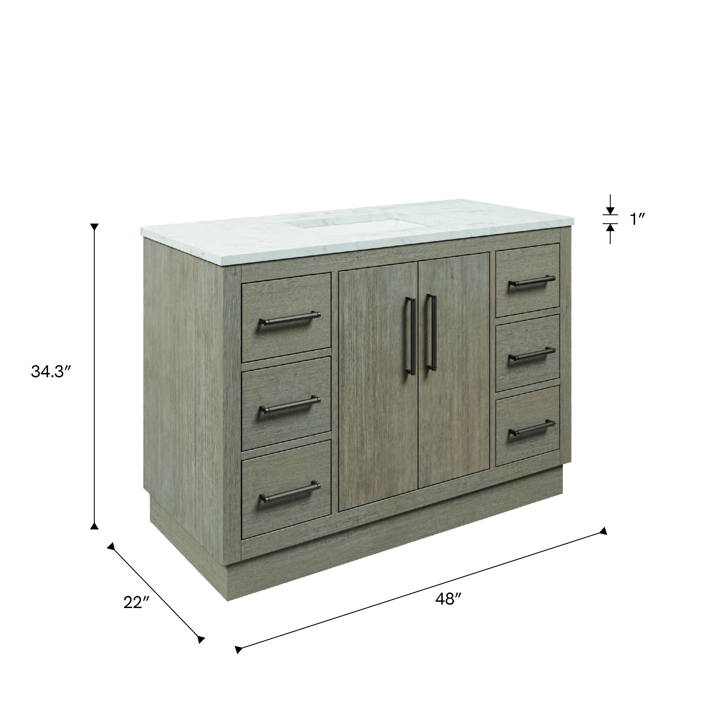 Hugo 48 In. Single Sink Bathroom Vanity With Carrara White Marble Top And Oil-Rubbed Bronze Hardware