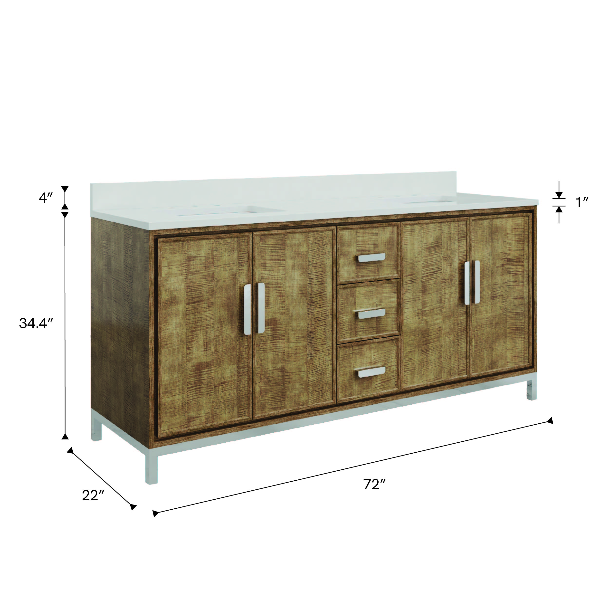 Westin 72 In. Double Sink Pre-Assembled Contemporary Style Bathroom Vanity With 1