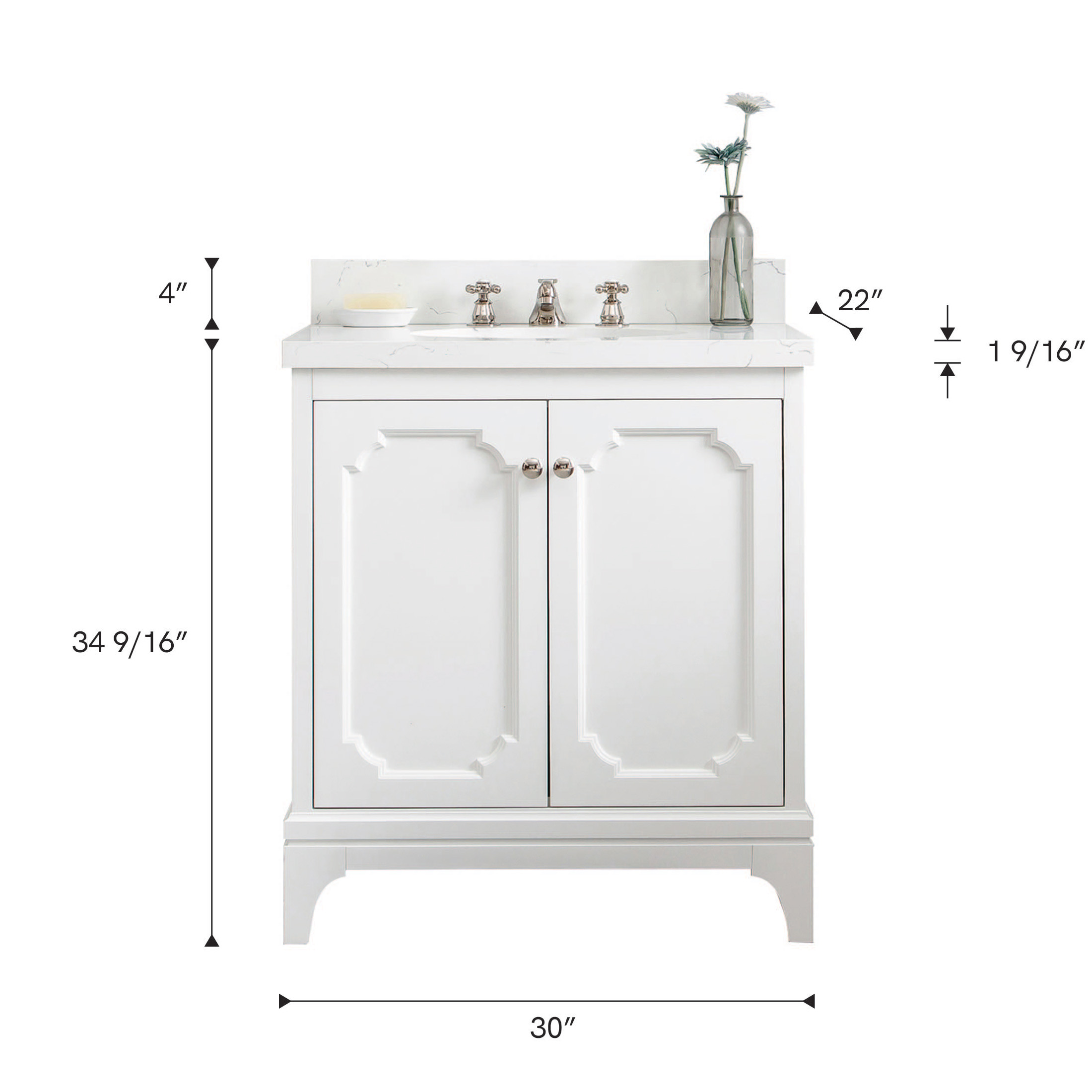 Queen 30 In. Single Sink Pre-Assembled Traditional Style Bathroom Vanity With 1-9/16