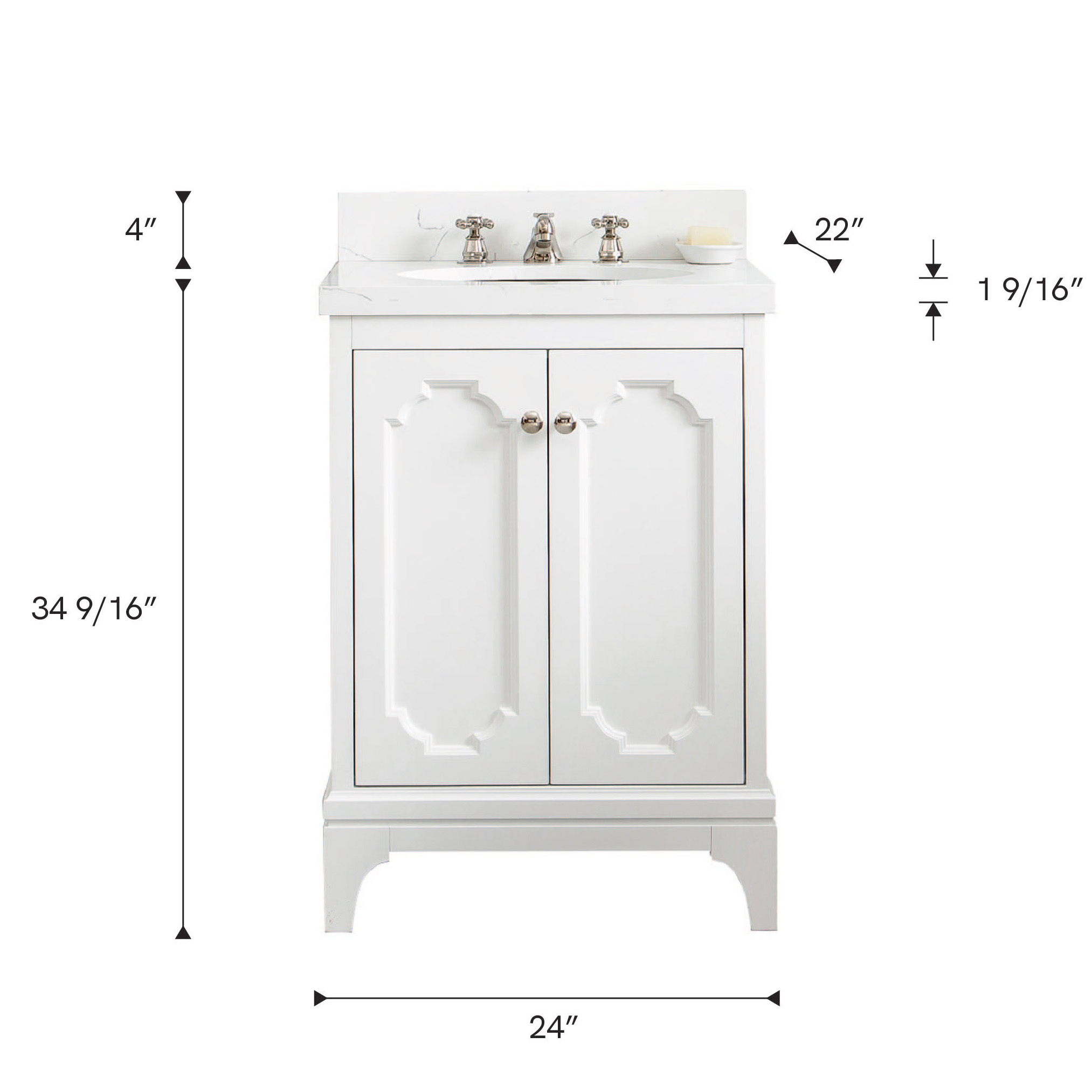 Queen 24 In. Single Sink Pre-Assembled Traditional Style Bathroom Vanity With 1-9/16
