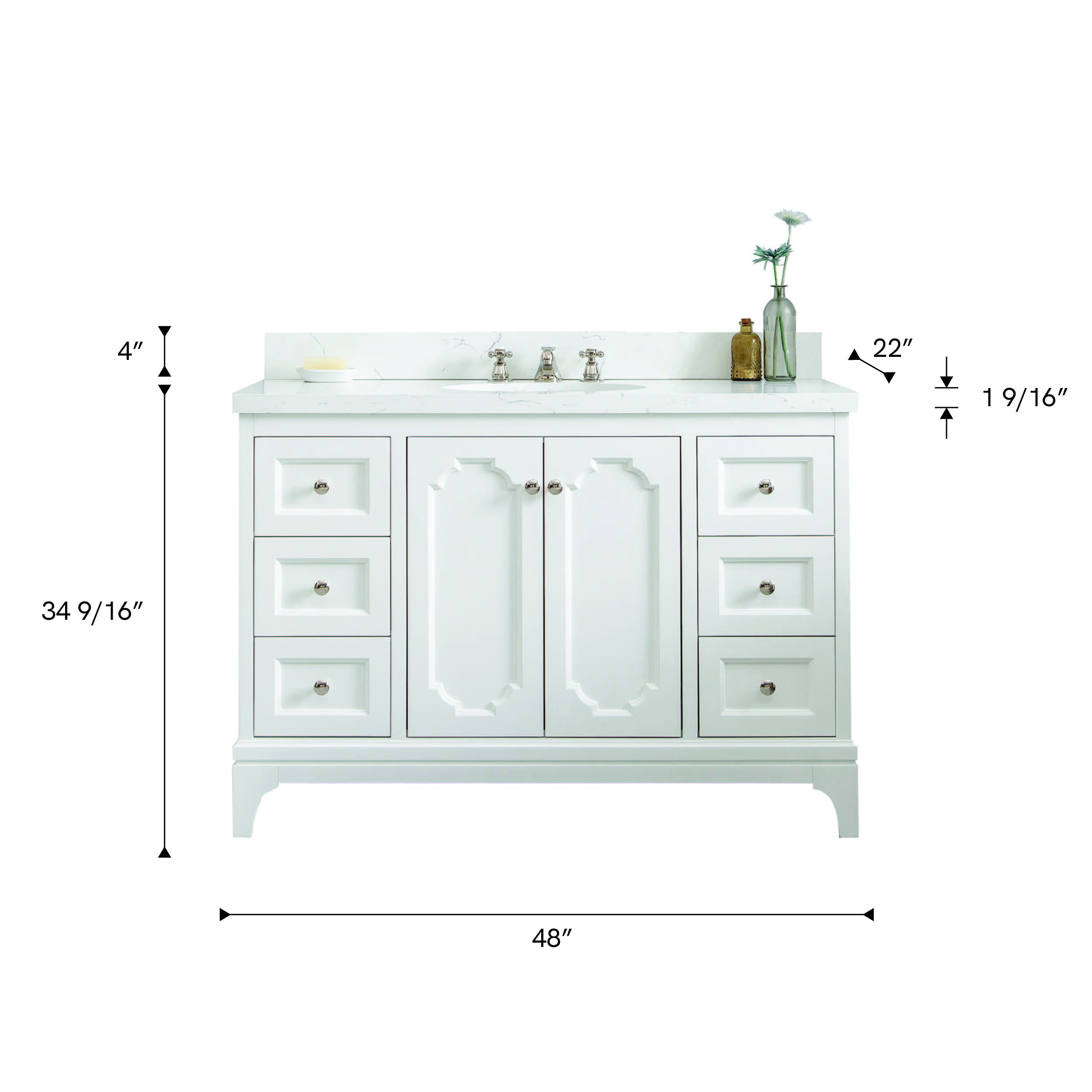 Queen 48 In. Single Sink Pre-Assembled Traditional Style Bathroom Vanity With 1-9/16