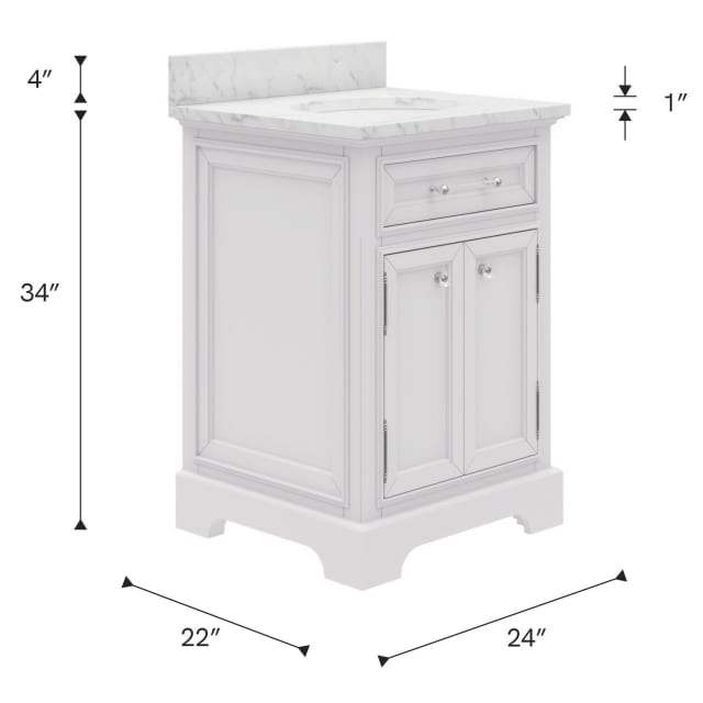 Derby 24 In. Single Sink Pre-Assembled Traditional Style Bathroom Vanity with 1