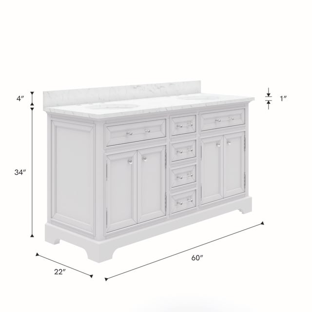 Derby 60 In. Double Sink Pre-Assembled Traditional Style Bathroom Vanity with 1
