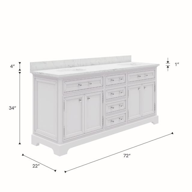 Derby 72 In. Double Sink Pre-Assembled Traditional Style Bathroom Vanity with 1