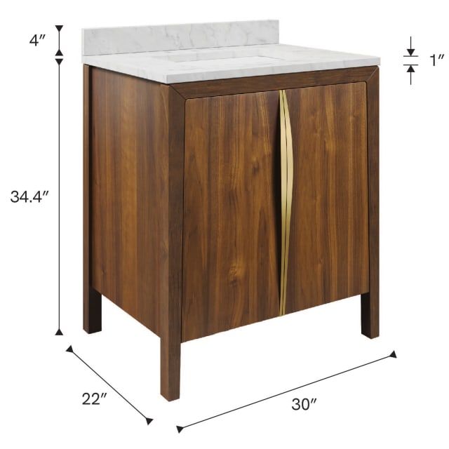 Ferrero 30 In. Single Sink Pre-Assembled Mid-Century Style Bathroom Vanity With 1