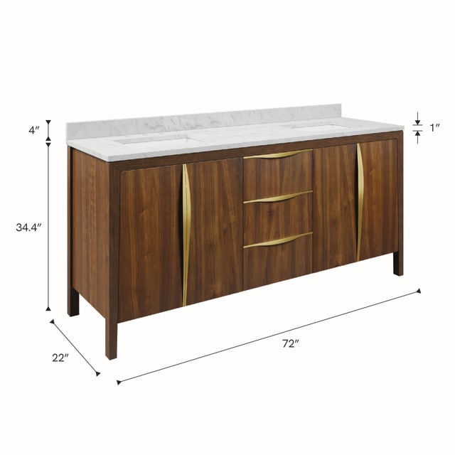 Ferrero 72 In. Single Sink Pre-Assembled Mid-Century Style Bathroom Vanity With 1