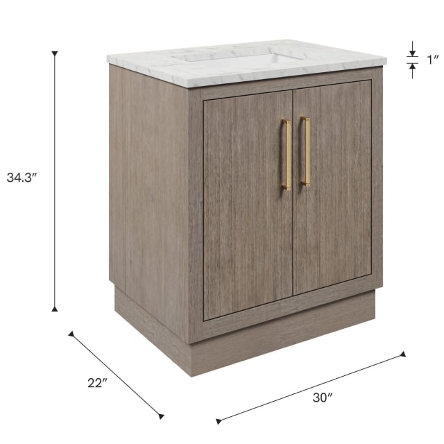 Hugo 30 In. Single Sink Pre-Assembled Mid-Century Style Bathroom Vanity With 1