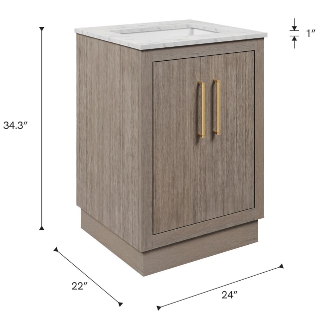 Hugo 24 In. Single Sink Pre-Assembled Mid-Century Style Bathroom Vanity With 1