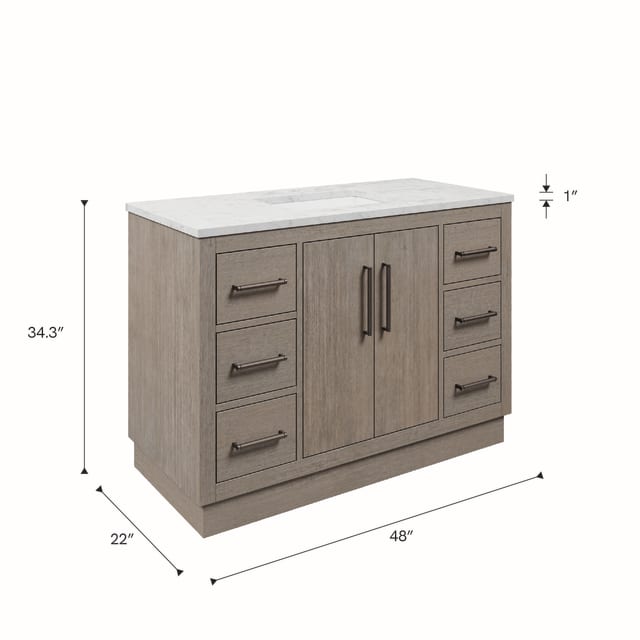 Hugo 48 In. Single Sink Pre-Assembled Mid-Century Style Bathroom Vanity With 1
