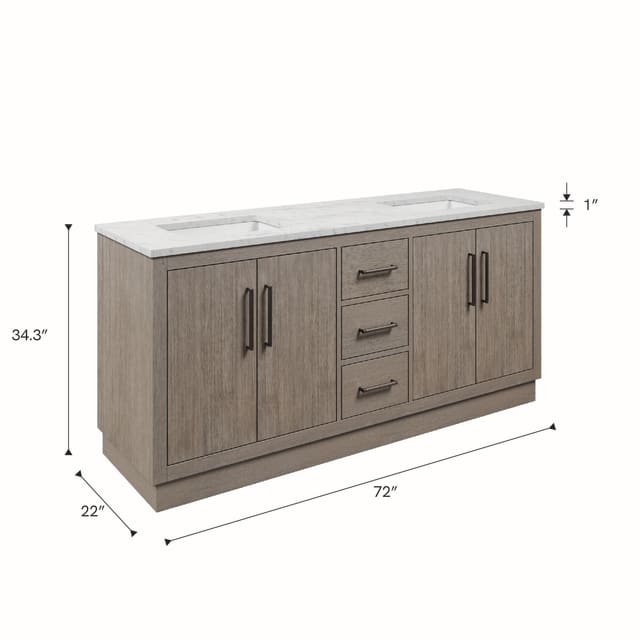 Hugo 72 In. Double Sink Pre-Assembled Mid-Century Style Bathroom Vanity With 1