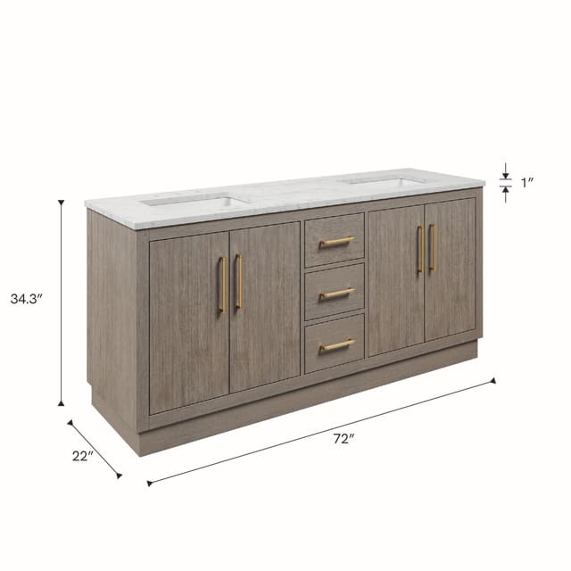 Hugo 72 In. Double Sink Pre-Assembled Mid-Century Style Bathroom Vanity With 1
