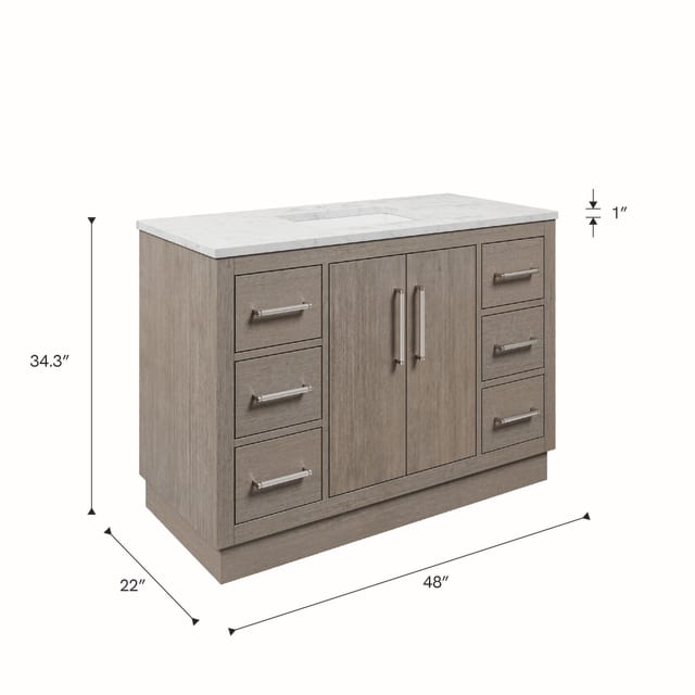 Hugo 48 In. Single Sink Pre-Assembled Mid-Century Style Bathroom Vanity With 1