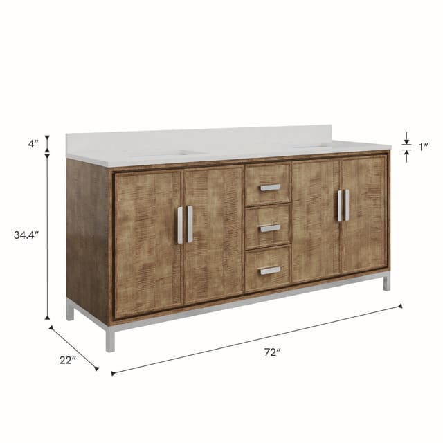 Westin 72 In. Double Sink Pre-Assembled Contemporary Style Bathroom Vanity With 1