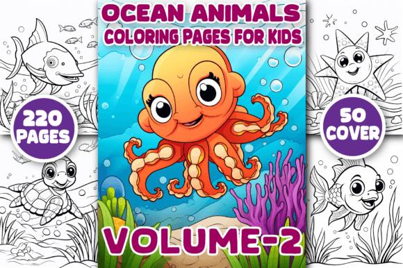 Ocean Animals Coloring Book Cover featuring a playful octopus