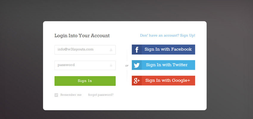 Social Media Login Page