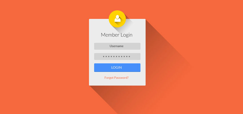 Flat Long Shadow Login & Register UI PSD