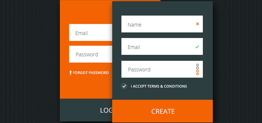 Flat Login and Register Form