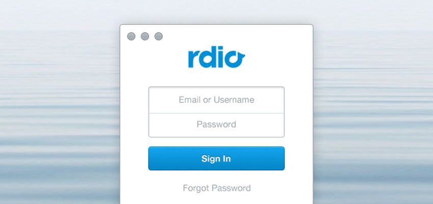 Rdio Sign In (Freebie)