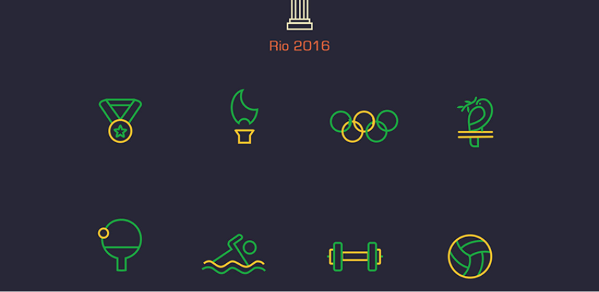 Rio 2016 Olympics line Icons