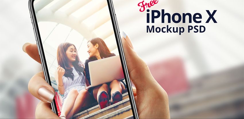 Phone X in Hand Mockup PSD	