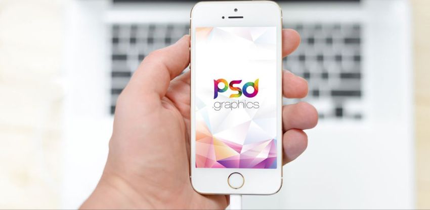 White iPhone in Hand Mockup