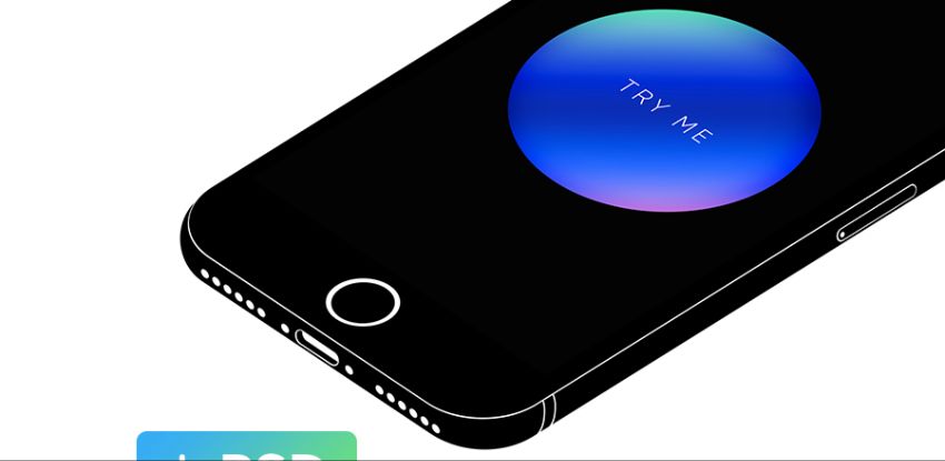 iPhone 7 minimal isometric mockup free psd