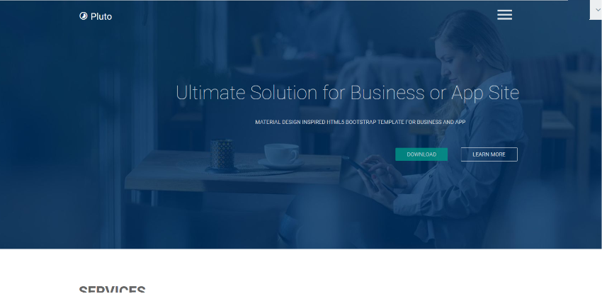 	 Pluto – Material Design Free Bootstrap Template