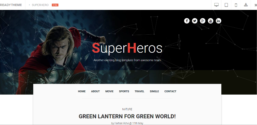 SuperHero – Free Material Design Blog HTML Template