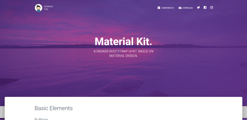  Material Kit- Free Bootstrap Material Design UI Kit