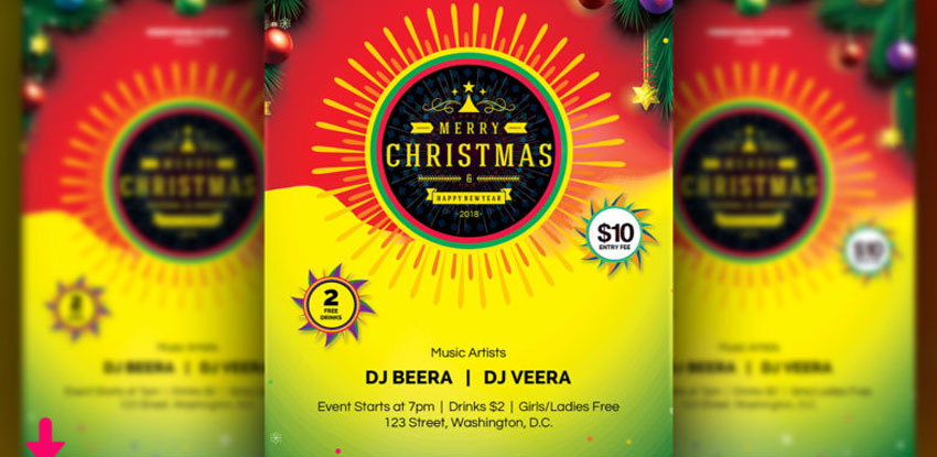 Christmas and New Year Flyer Template